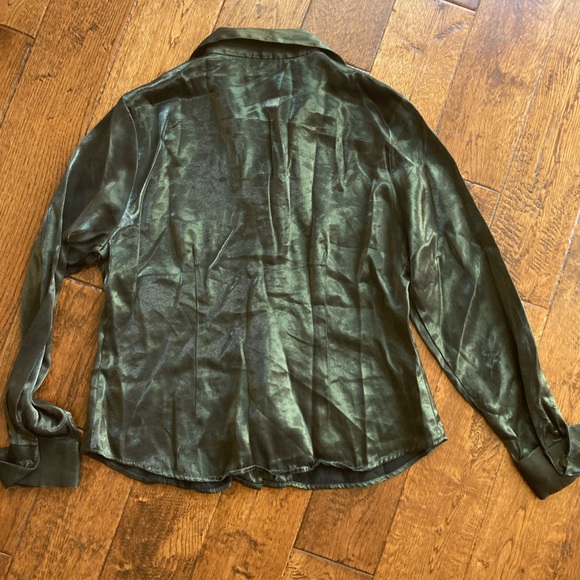 Vintage Christie & Jill Dark Green Holiday Dress Shirt | Women’s 14 - Picture 4 of 9